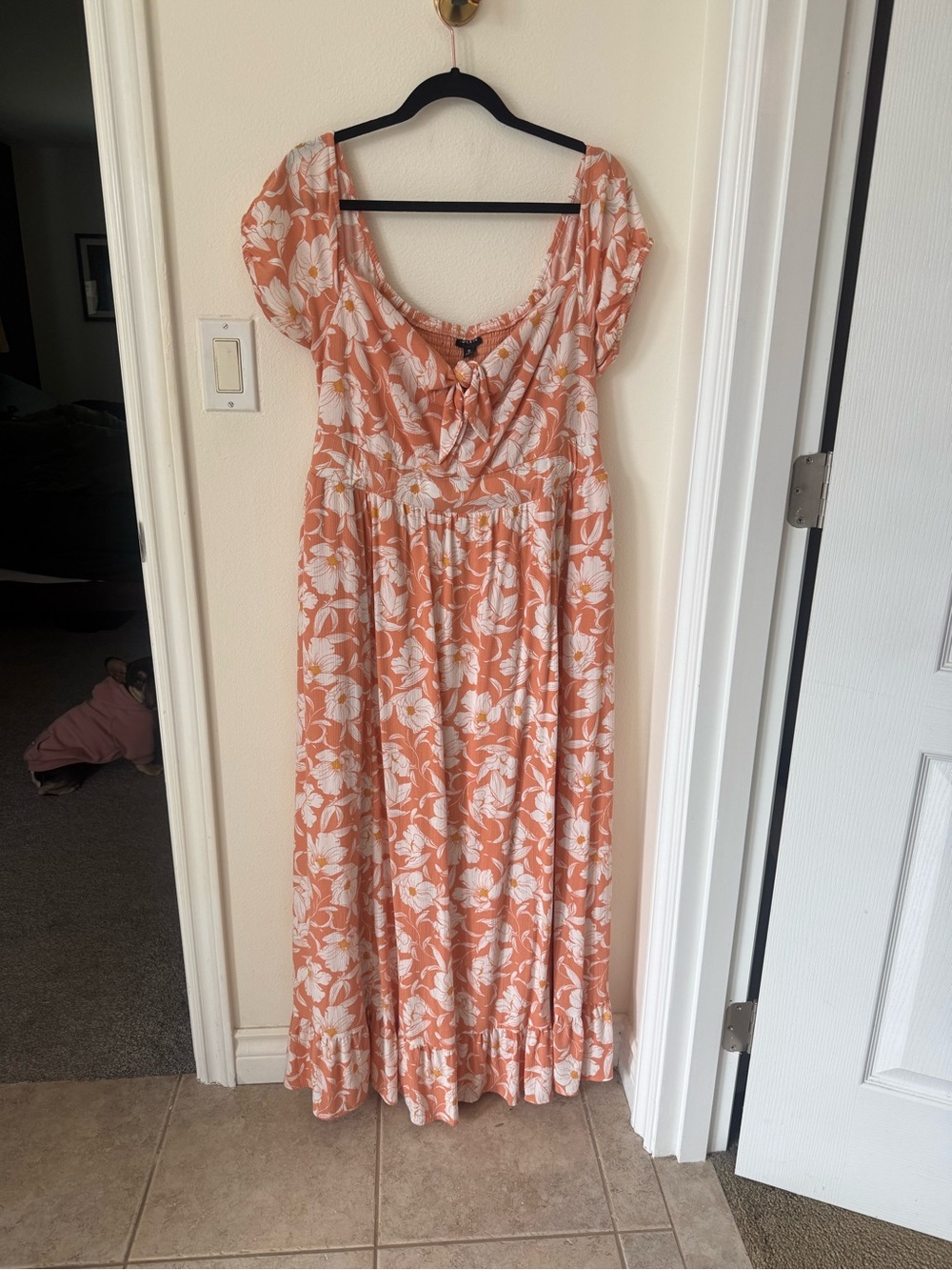 Torrid Peach Floral Scoop-Neck Maxi Dress
